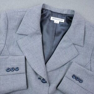 Pendleton Women's 8 Gray Houndstooth Blazer Jacket Wool USA Office